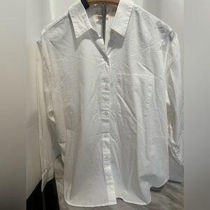 ANA women’s oversized classic button top - Sz XS- high low effect in the back